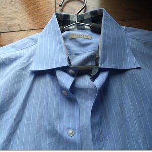 Sharp Light Blue Stripped Burberry Dress Shirt 40